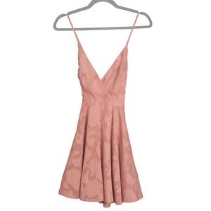 Lulus Days of Beauty Skater Dress XS Pink Burnout Floral Surplice V-Neck Mini